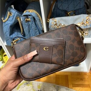 Coach Dark Brown Signature Bag & Wallet